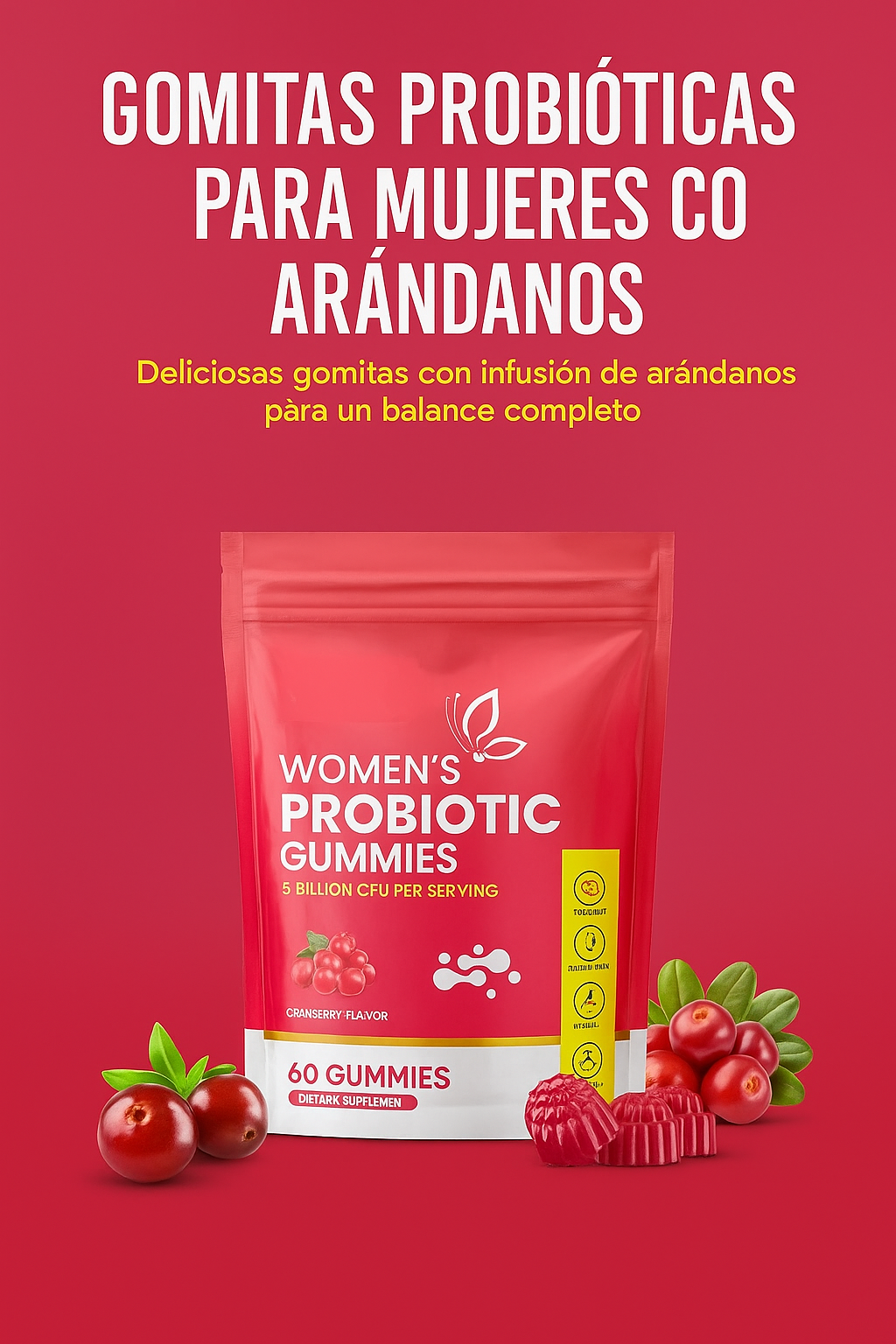 Gomitas Probióticas de Arándano para Mujeres