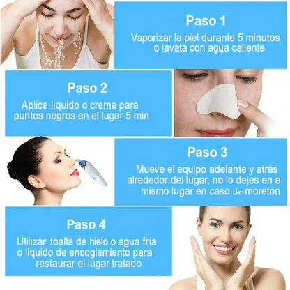 Removedor eléctrico de puntos negros, aspirador de poros con succión y limpiador facial con dermoabrasión con punta de diamante.