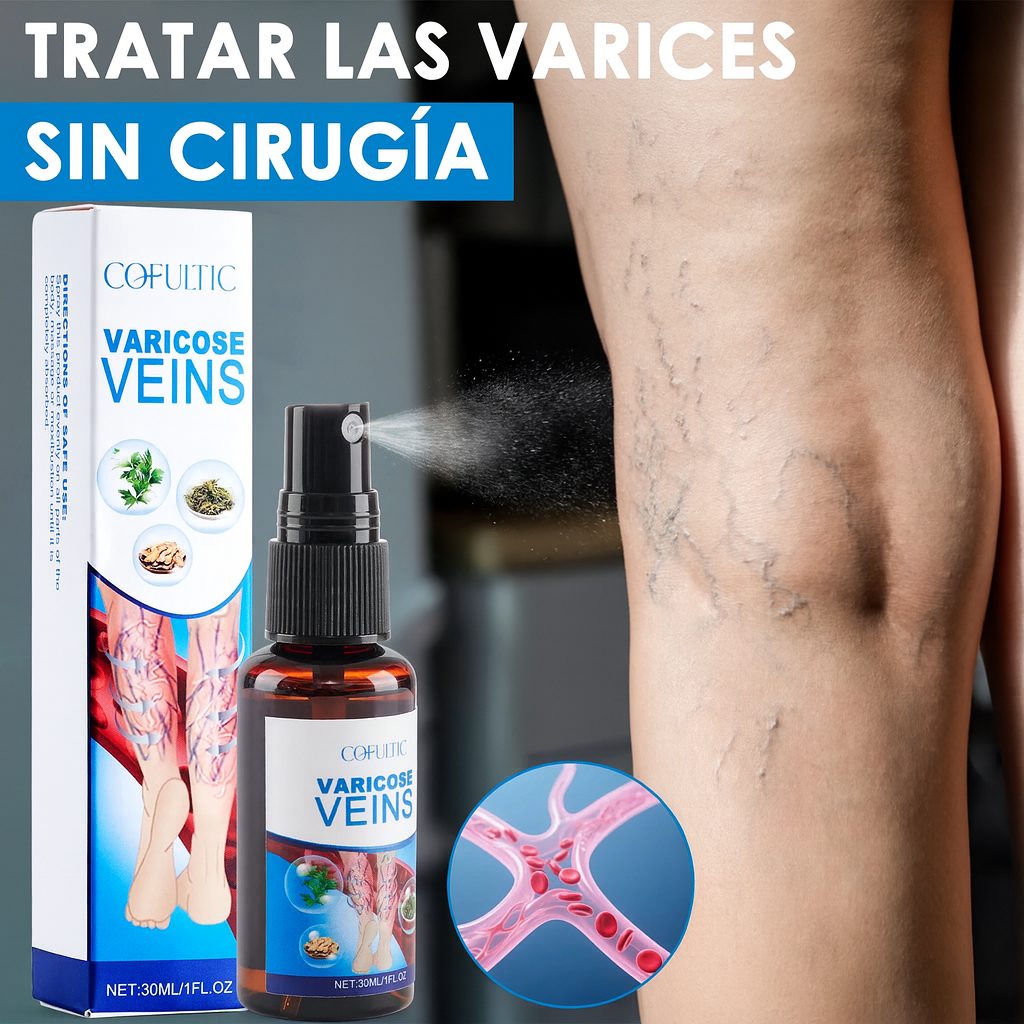 Spray para Venas Varicosas de 30 ml – Spray Multiusos para el Cuidado de Rodillas y Piernas que Promueve la Circulación Sanguínea