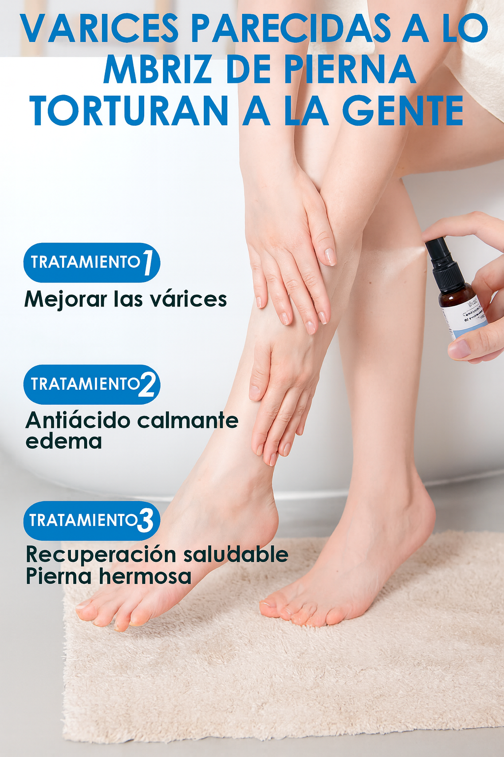 Spray para Venas Varicosas de 30 ml – Spray Multiusos para el Cuidado de Rodillas y Piernas que Promueve la Circulación Sanguínea