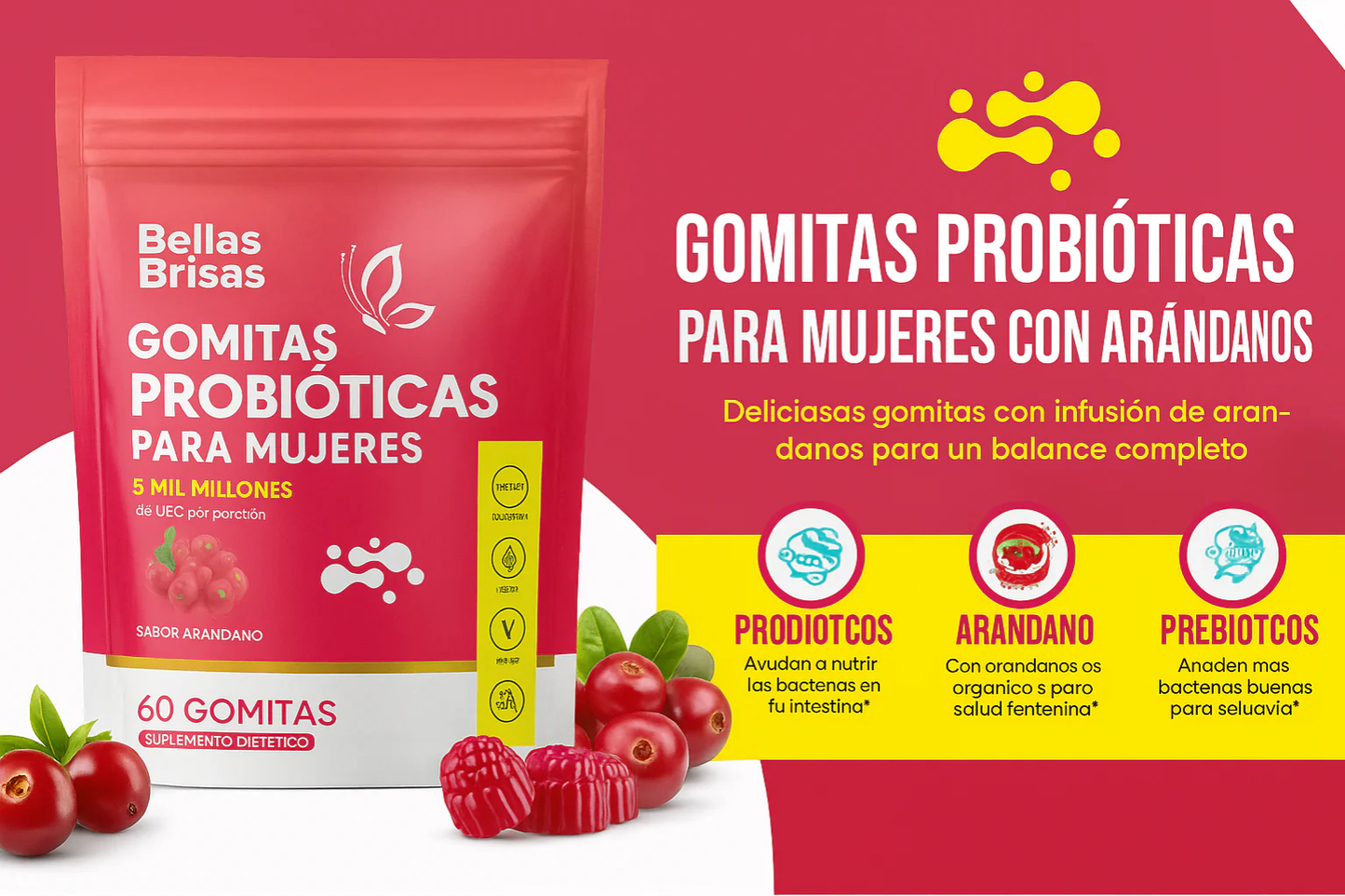Gomitas Probióticas de Arándano para Mujeres